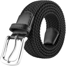 (Black, XL) Enzo Elasticated Belts Men Ladies Stretch Belts