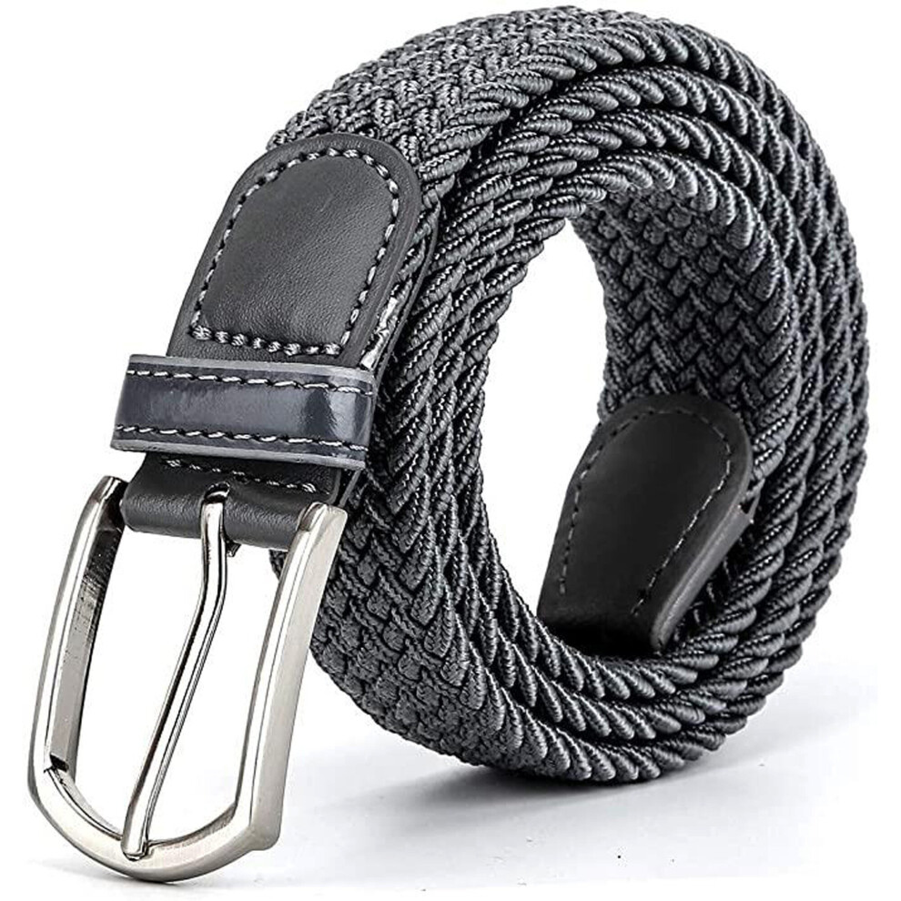 (Grey, L) Enzo Elasticated Belts Men Ladies Stretch Belts