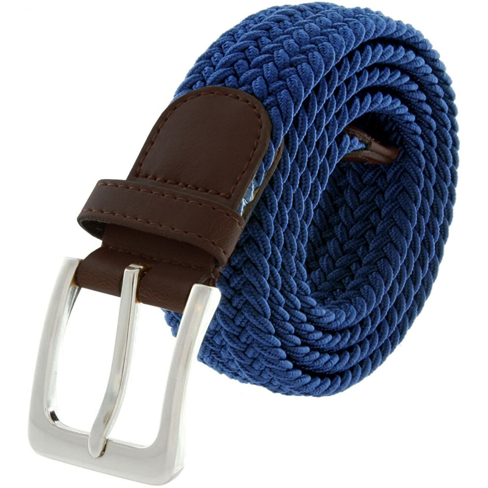 (Blue, L) Enzo Elasticated Belts Men Ladies Stretch Belts