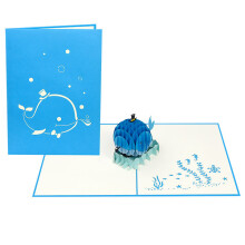Blue Whale Laser Cut Pop Up Greeting Card Any Occasion Love Kate's Card Moments