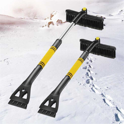 (Yellow) Heavy Car Van Soft Grip Ice Scraper & Snow Brush 1