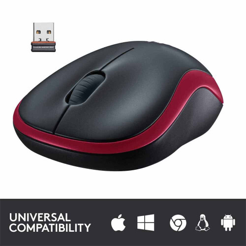 Logitech Optical Mouse Fit LOGITECH Black Red USB 2.4-GHz Mice Wireless M185 1