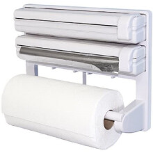 3 in 1 Kitchen Roll Dispenser Film Foil Paper Wall Mounted Holder