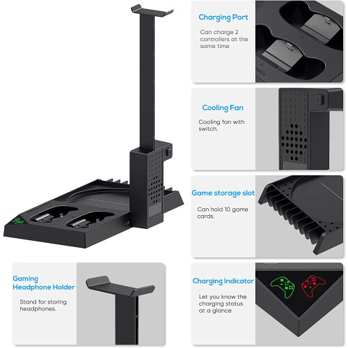 Xbox Series X Cooling Fan and Dual Controller Charging Station 2