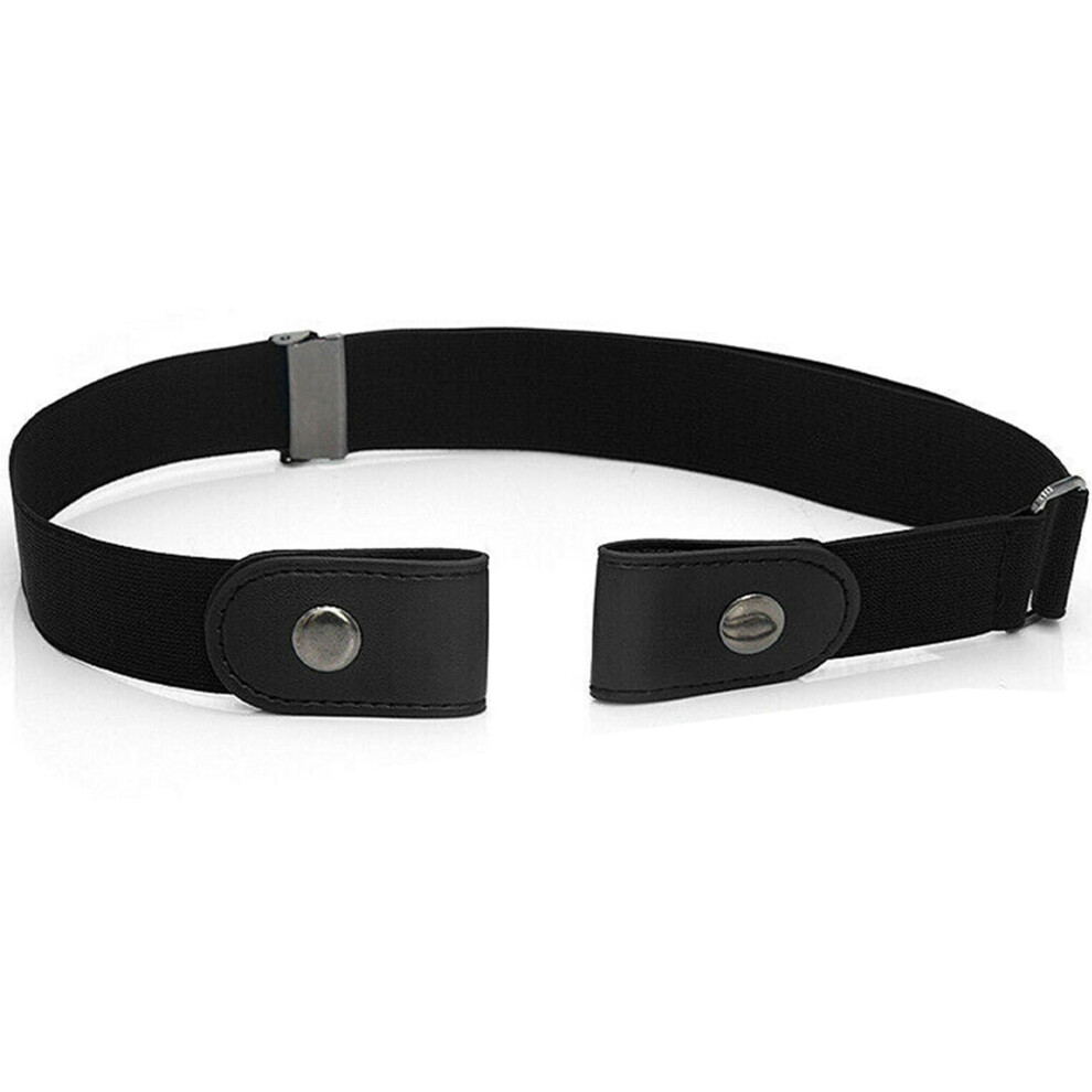 (Black) Enzo Buckle Free Elastic Belts Mens Womens Belt