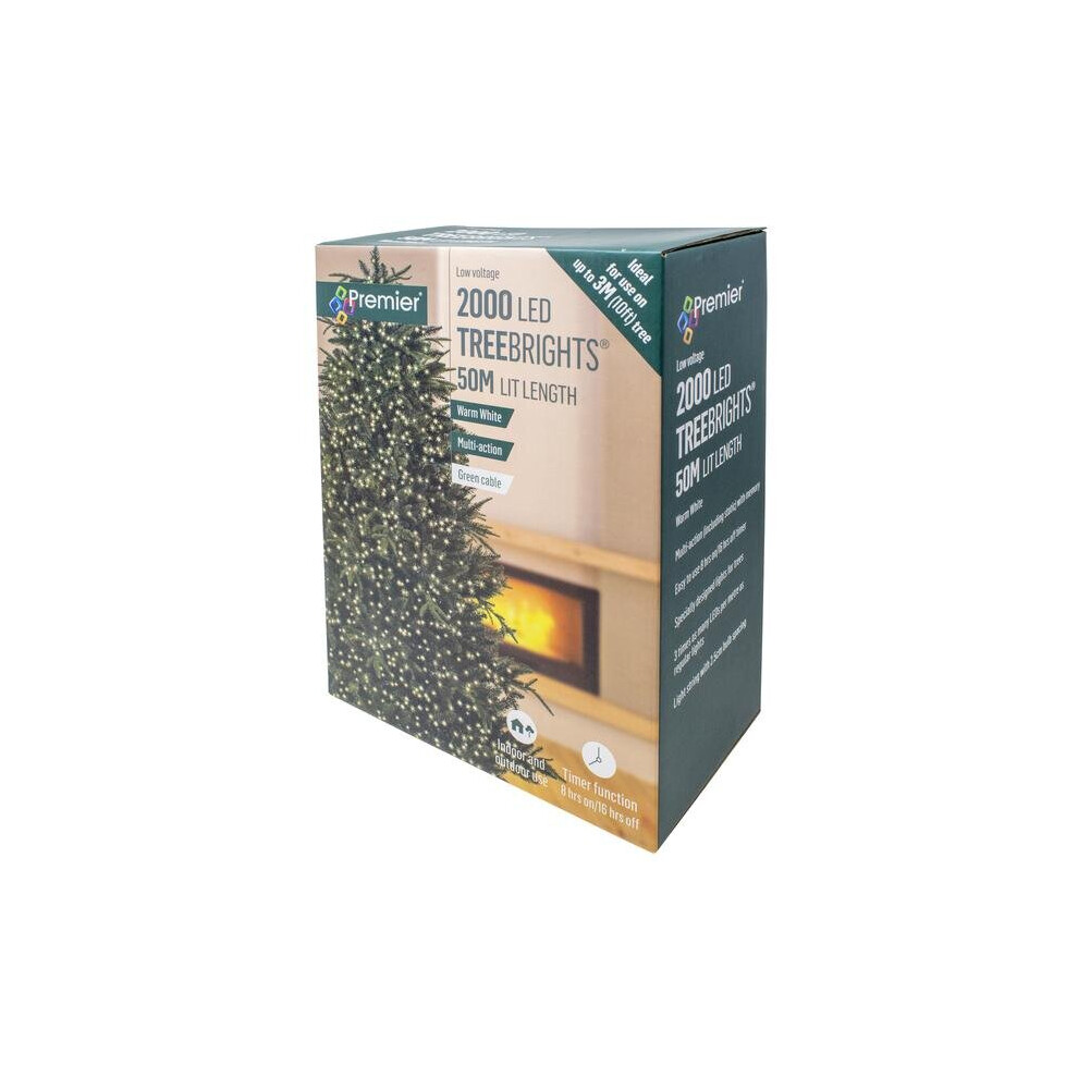 TREEbrights Warm White LED Christmas Tree Lights With Timer - 50M