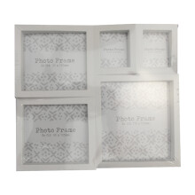 Set of 3 Small Collage White Photo Frames With Angular Design