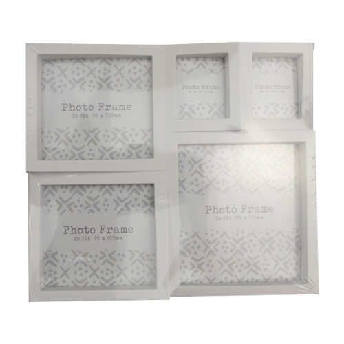 Set of 3 Small Collage White Photo Frames With Angular Design