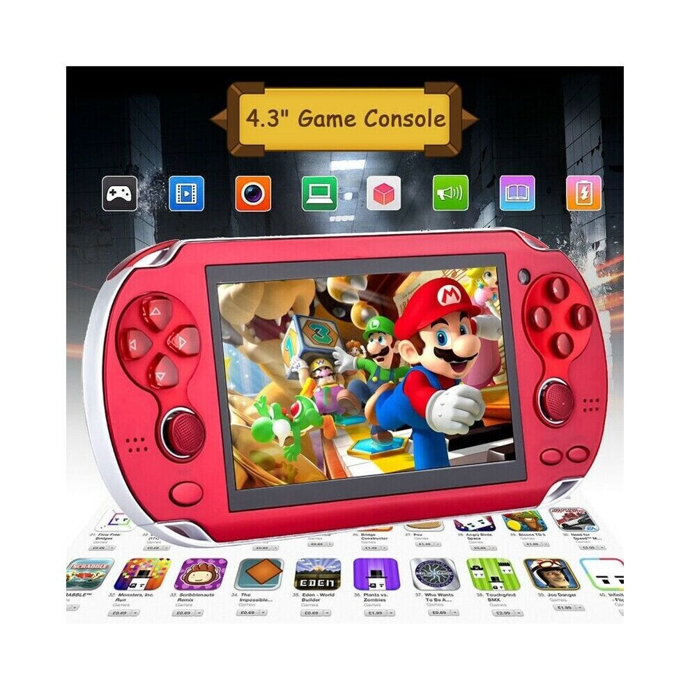 (X7 4.3'' ) Handheld Psp Game Console Player Portable Video Game Consoles Christmas Gift Red 7552103069628