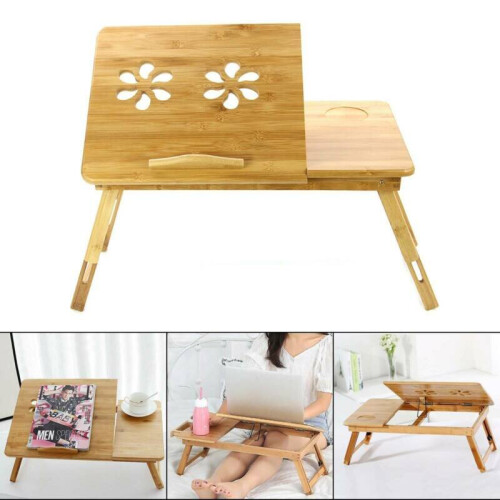 Adjustable Foldable Laptop Desk Notebook Computer Bamboo Table Stand Tray Bed 2