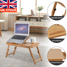 Adjustable Foldable Laptop Desk Notebook Computer Bamboo Table Stand Tray Bed
