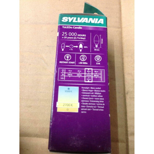Sylvania Sylvania LED Non-Dimmable Frosted Candle E14 Light Bulb - 6.5W 1