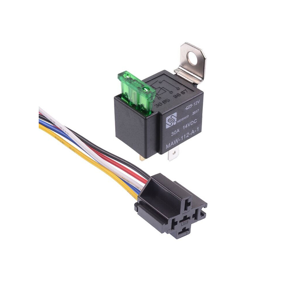 12V Automotive On/Off Fused Relay 30A 4-Pin With Holder Socket 749889784396