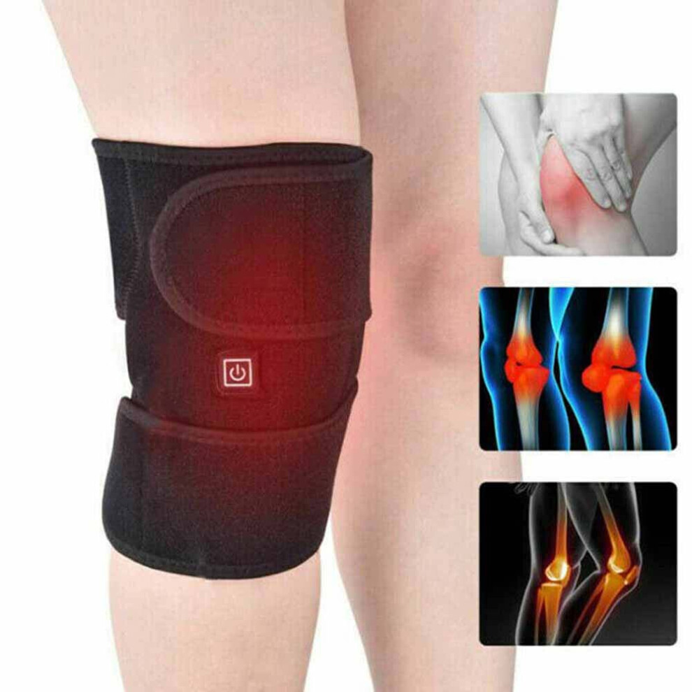Electric Heated Knee Pad Brace Relief Warm Therapy Leg Wrap Belt