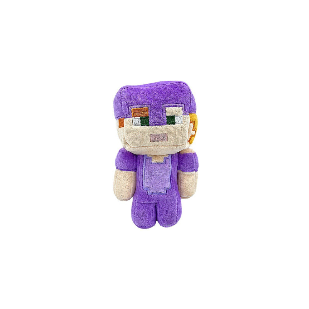 ( Steve 22Cm) Minecraft Plush Toy Pixel Doll Soft Plush Kids Gift Purple