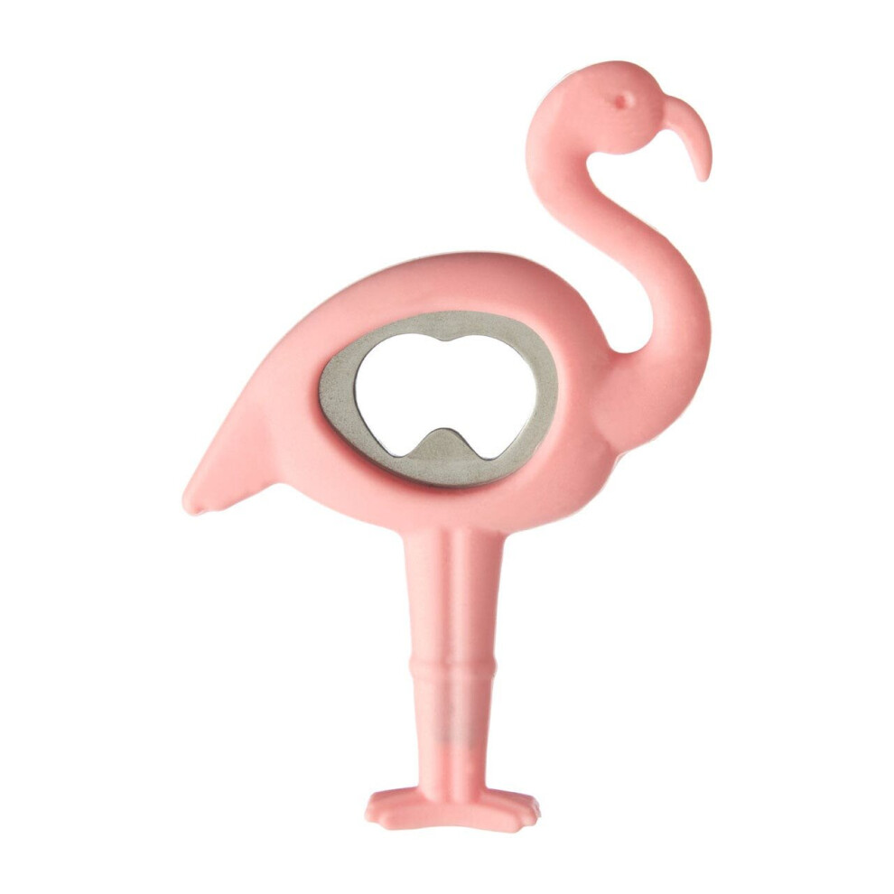 Premier Housewares Flamingo Bottle Opener, Robust Silicone Easy Bottle Opener, Unique Bottle Opener With Metal Key Pink