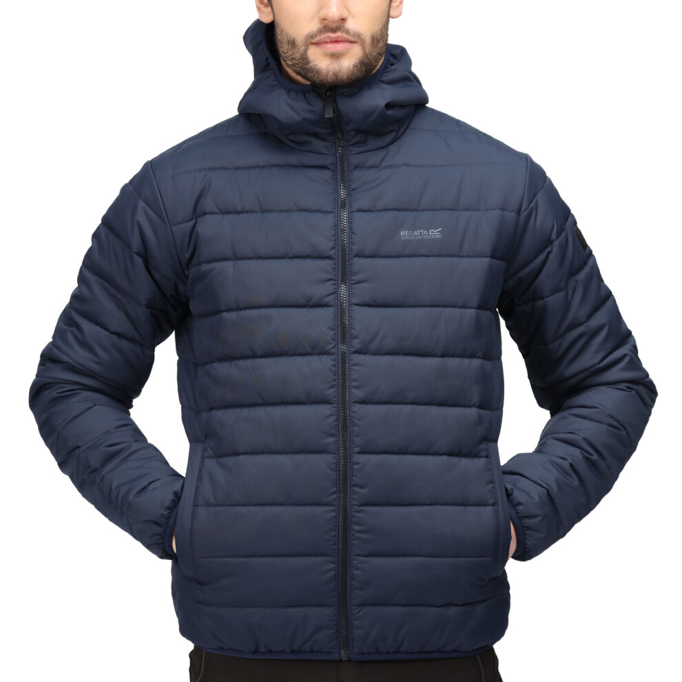 (M, Blue) Regatta Mens Helfa Insulated Quilted Hooded Outdoor Walking Jacket Coat