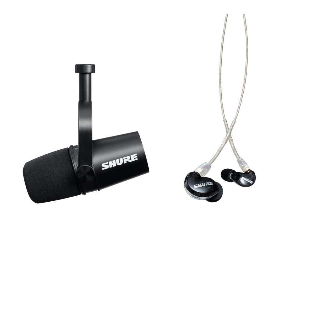 Shure MV7 Podcast Microphone and AONIC 215 Earphones Bundle
