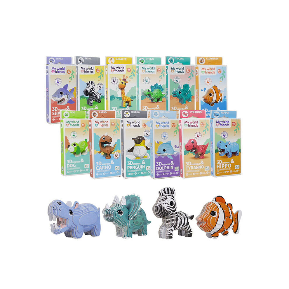 (I) Children's 3D puzzle cartoon animal early education diy stitching paper model creative toy