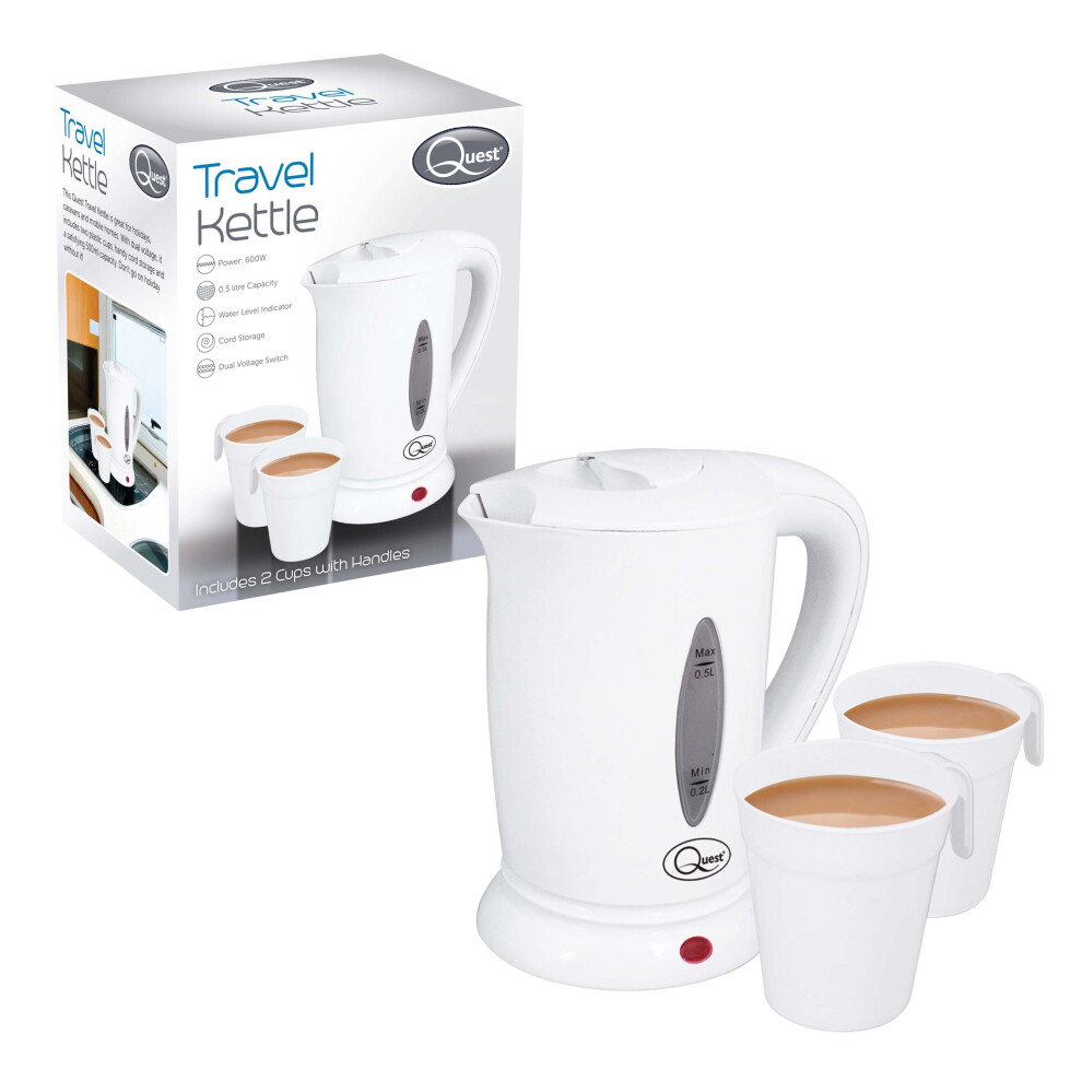 Quest 35440 0.5 Litre Compact Electric Travel Kettle / 600 W / White-image-OPC-PH9GP7-NEW
