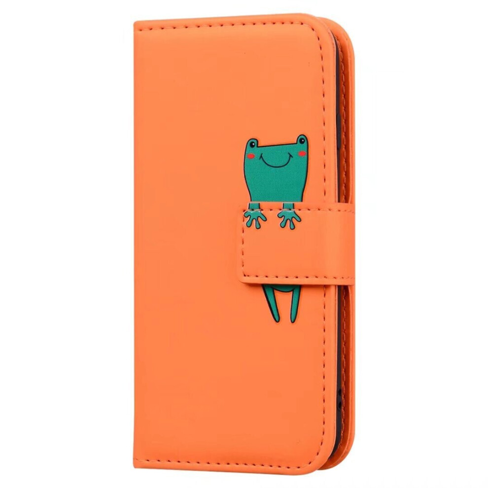 Photos - Case for Motorola Moto G10/G30 Cute Cartoon Animal Leather Wallet flip Creative magnetic protective cover - Orange Frog