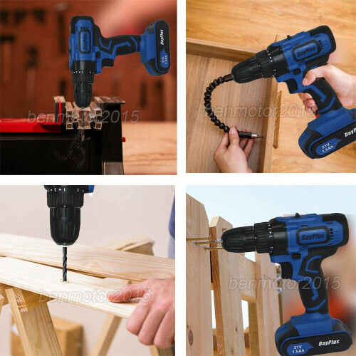 21V Cordless  impact Drill  Screwdriver Kit Built in Hammer and Magnet 2