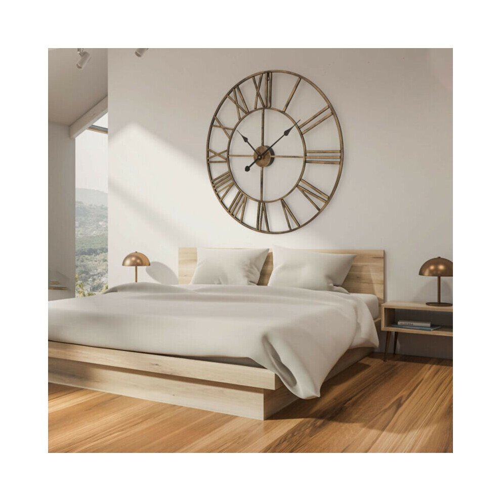 60CM Large Skeleton Round Roman Wall Clock Big Numerals Giant Open ...