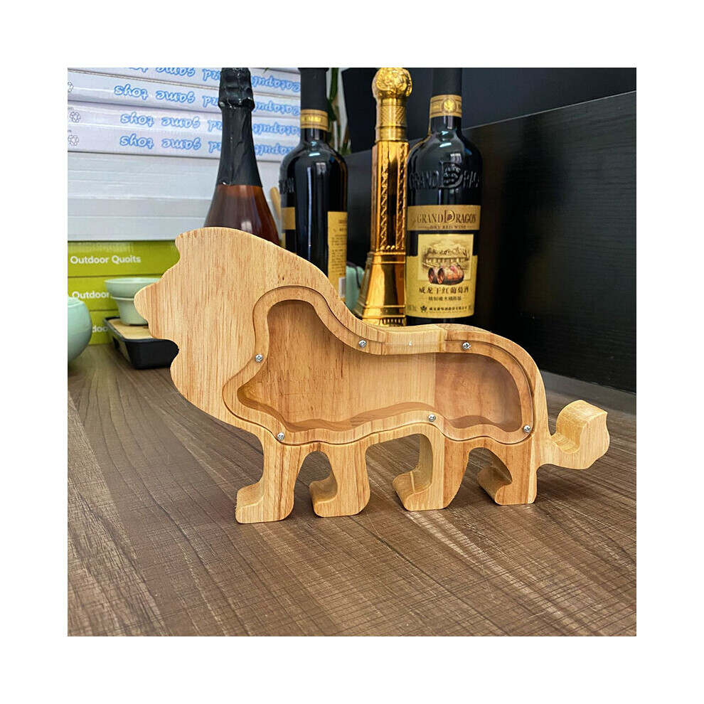 (D) Chritsmas decoration Creative Nordic style of wooden animal piggy bank