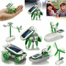 6-in-1 Solar-Powered Car Robot Kit: DIY 3D Models for Plane, Boat, Windmill, Puppy & More - Educational STEM Toy