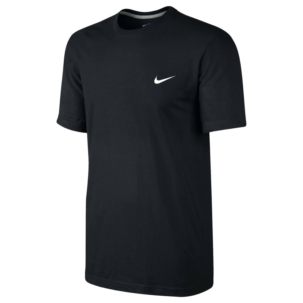 Nike (Black, M) Mens T Shirt Cotton Sports Gym Crew Neck Tee
