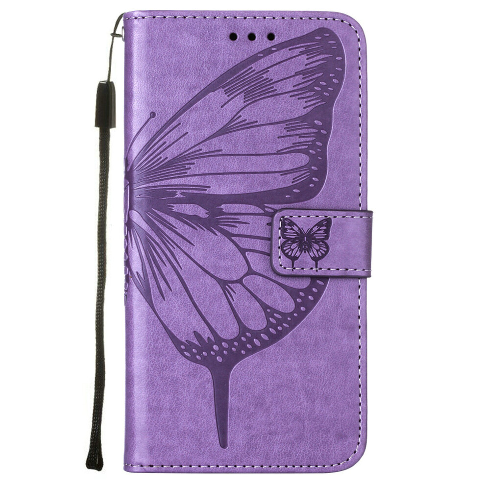 Case for iPhone 12 6.1" Flip Case Cover Premium Leather Embossing Magnetic - Violet