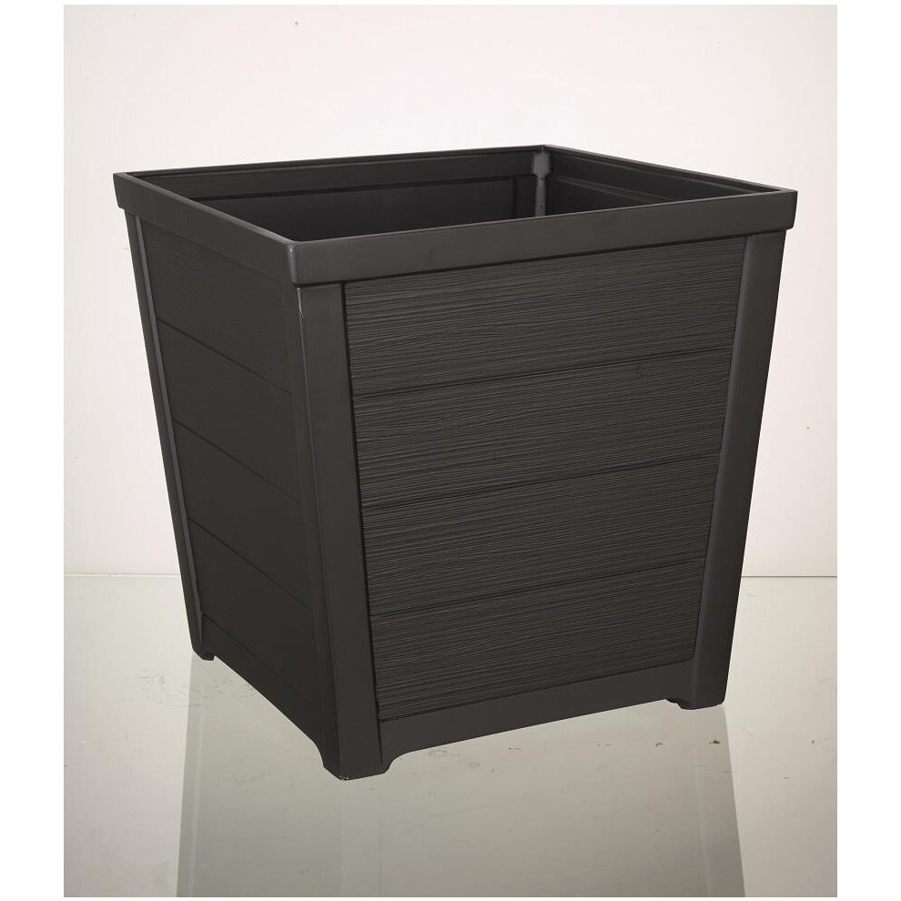 40cm Taper Square Plastic Planter Anthracite