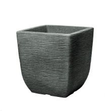 249543: 38cm Cotswold Square Planter Marble Green - Lightweight, UV-Resistant, Drainage Holes