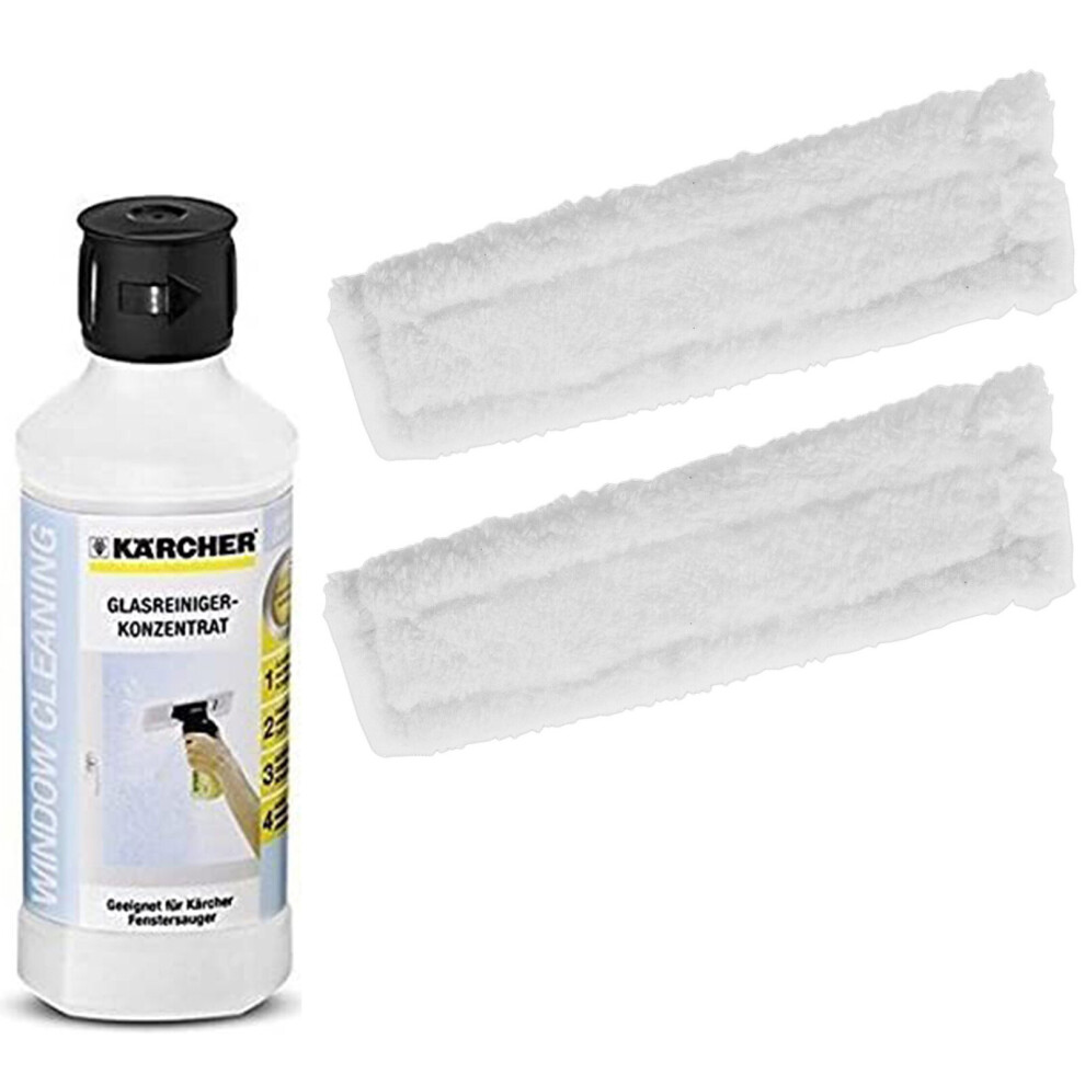 Cloth Pads + Cleaning Fluid for KARCHER Window Vac - 2 x Pads + 500ml