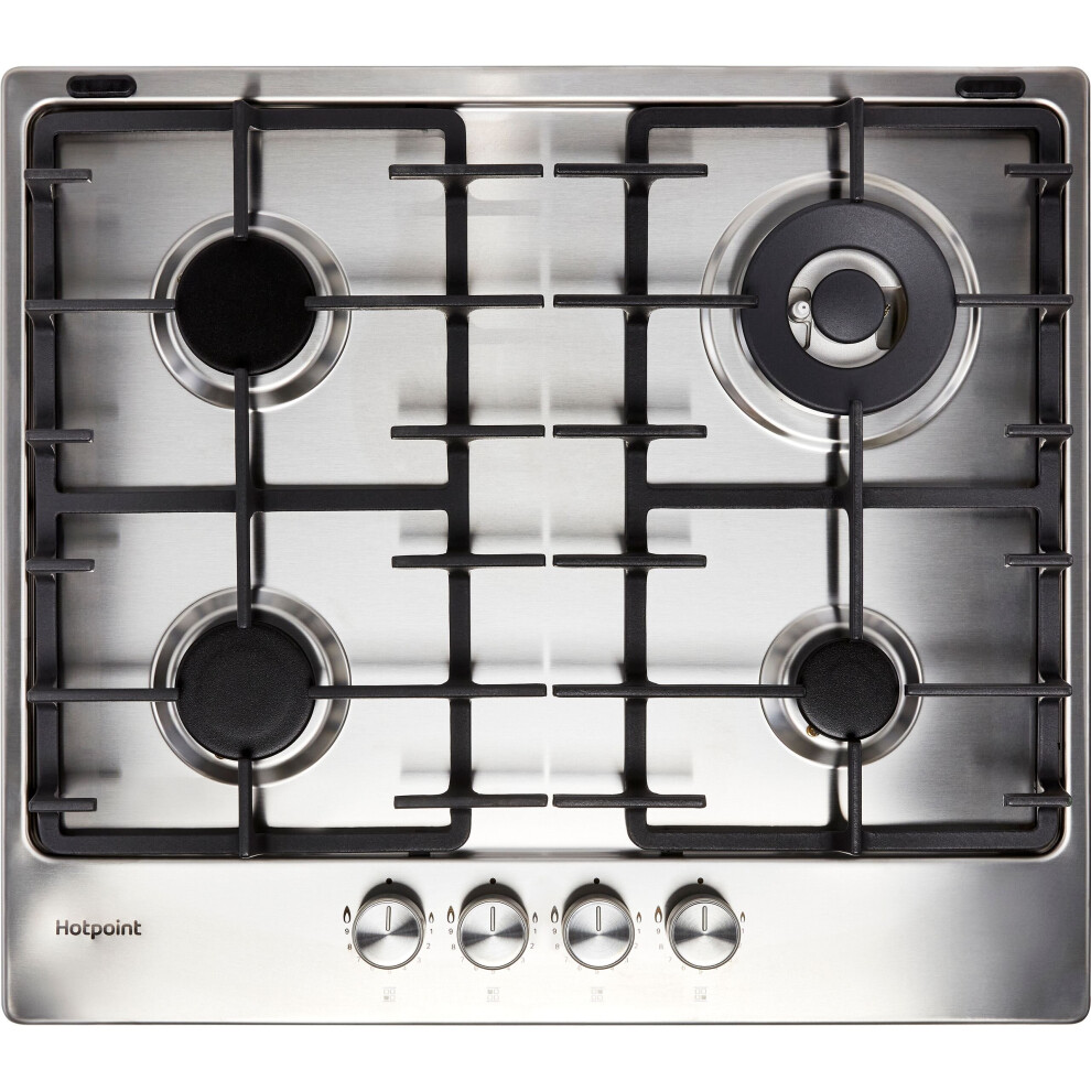 Hotpoint PPH60GDFIXUK 59cm Gas Hob - Silver