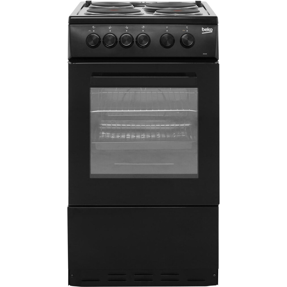 Beko AS530K 50cm Electric Cooker with Solid Plate Hob - Black