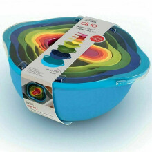Joseph Joseph Duo 8-Piece Nesting Food Prep Bowls - Space-Saving, Non-Slip Base, Dishwasher Safe with Snap-Together Measuring Cups