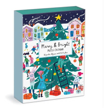 Louise Cunningham Merry and Bright 12 Days of Christmas Advent Puzzle Calendar - Book