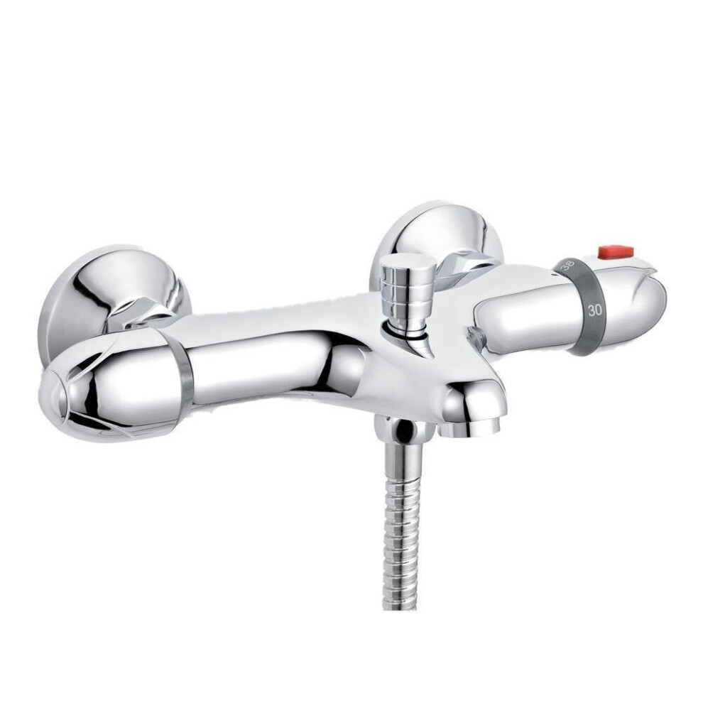 Thermostatic Bath Shower Mixer Tap Wall Mounted - Chrome 5060651453421