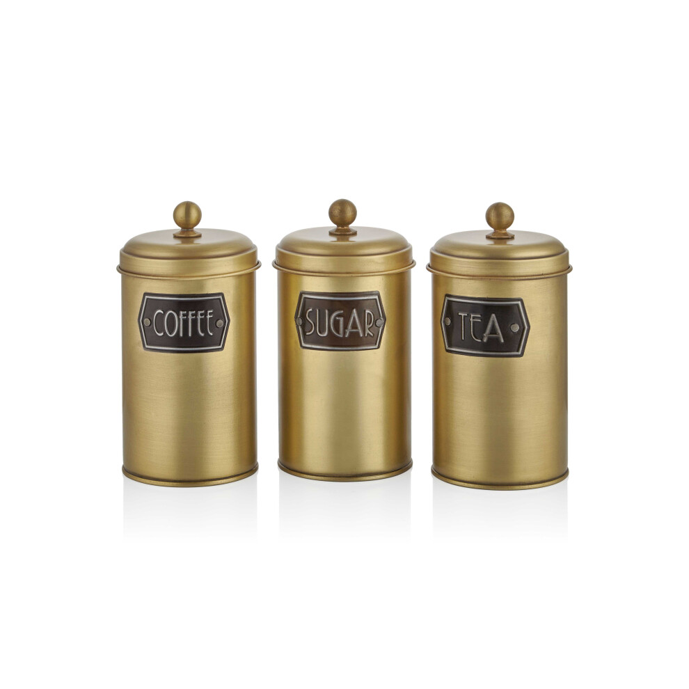 The Mia Gold Coffee, Tea, And Sugar Jar Set - 22 cm (H)