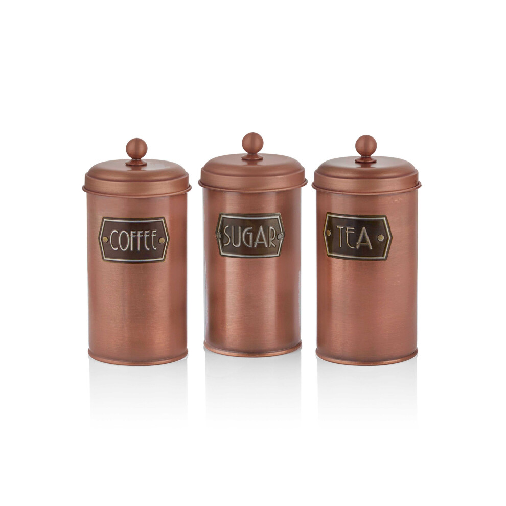 The Mia Copper Coffee, Tea, And Sugar Jar Set - 22 cm (H)