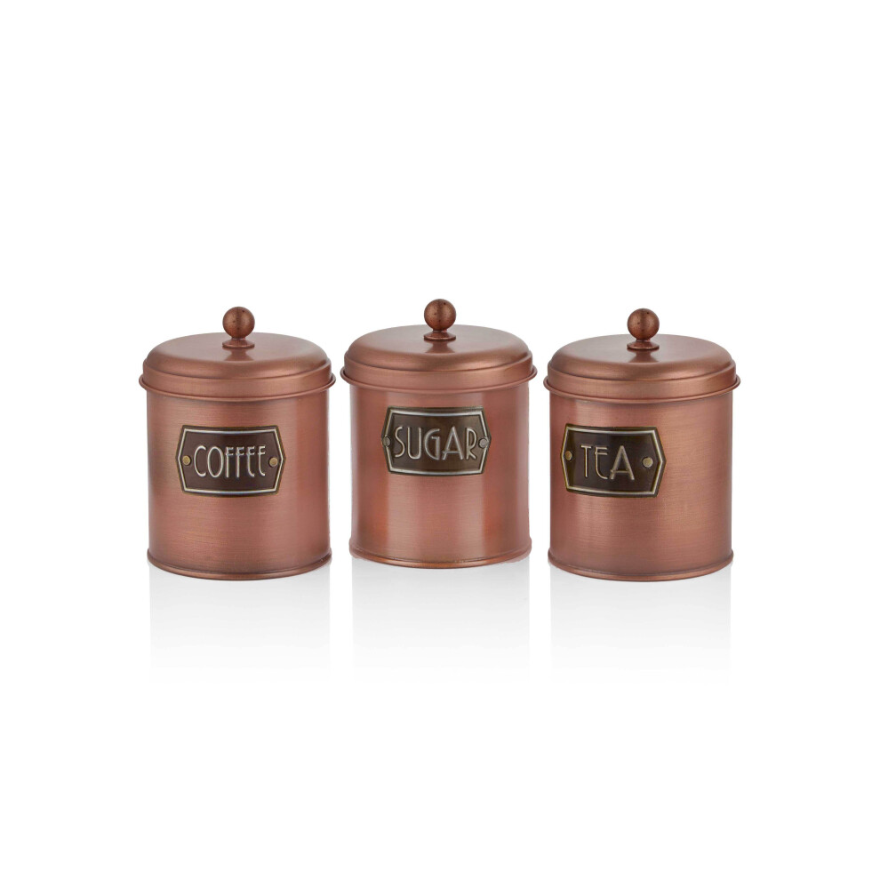 The Mia Copper Coffee, Tea, And Sugar Jar Set - 17 cm (H)