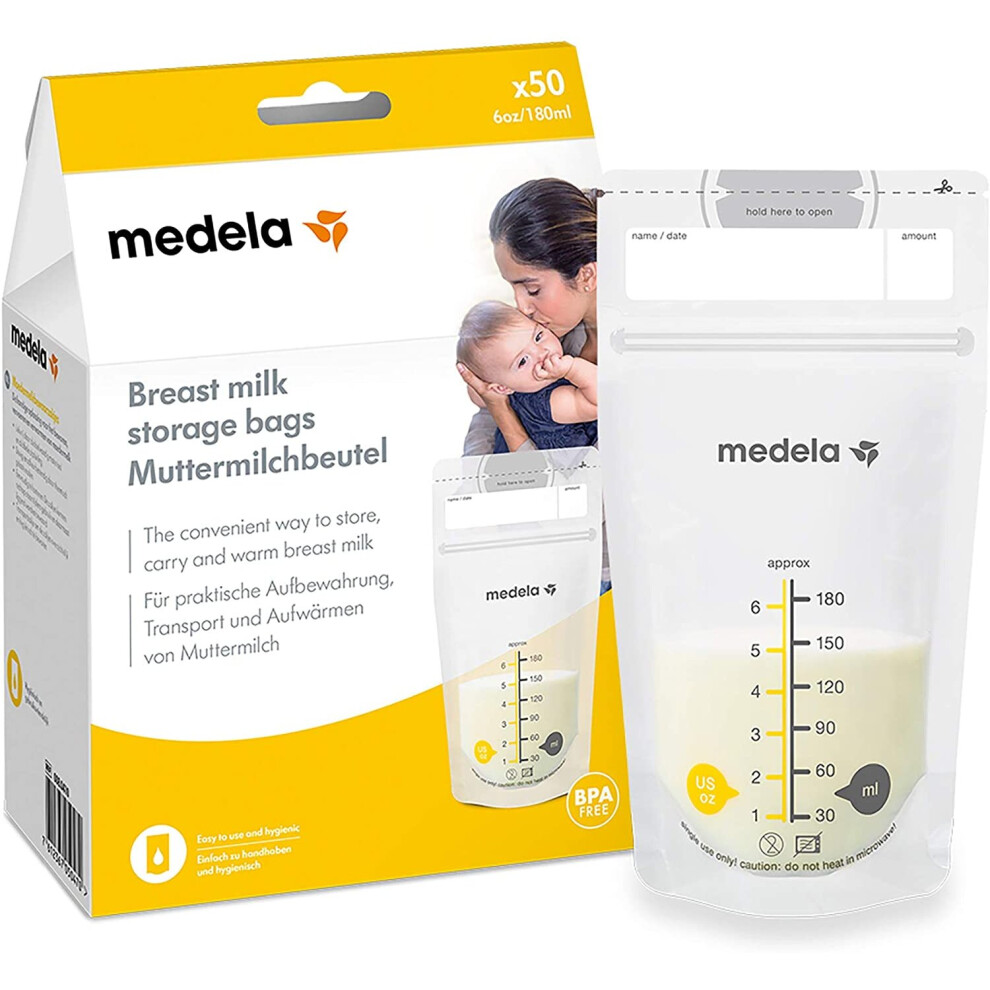 Breastmilk Storage Bags, 50-Count Pump And Save Bags White Medela
