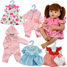 The Magic Toy Shop Set of 6 Outfits 12-16" New Born Baby Doll Clothes Red/Blue/Pink Dress, Bodysuit