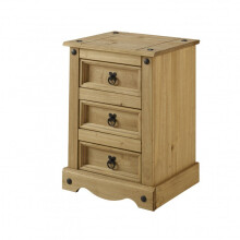 Corona Medium 3 Drawer Bedside Solid Pine Bedroom Furniture