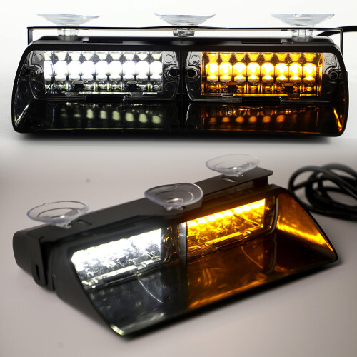 (Amber-White) 16 LED Windshield Strobe Warning Light Adjustable 1