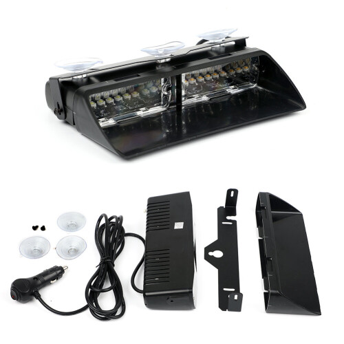 (Amber-White) 16 LED Windshield Strobe Warning Light Adjustable 2