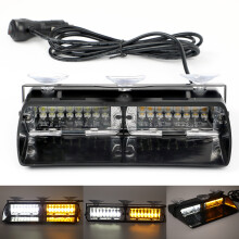 (Amber-White) 16 LED Windshield Strobe Warning Light Adjustable