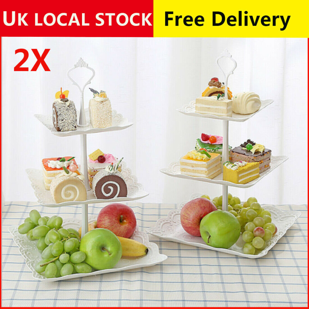 2 X 3 Layer Dessert Cake Stand Plate Afternoon Tea Party Wedding Plate