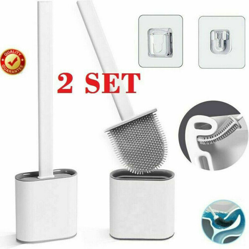 2 Stück Silikon Toilettenbürste mit Halter Deep Clean Brush Full Set 1